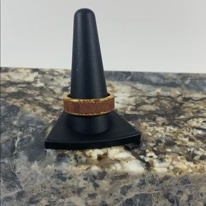 Men’s 8mm stainless steel gold tone wood inlay